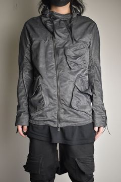 Pigment Coated Washer Nylon Hooded Jacket"Black" / 顔料コーティングワッシャーナイロンフーデットジャケット"ブラック"