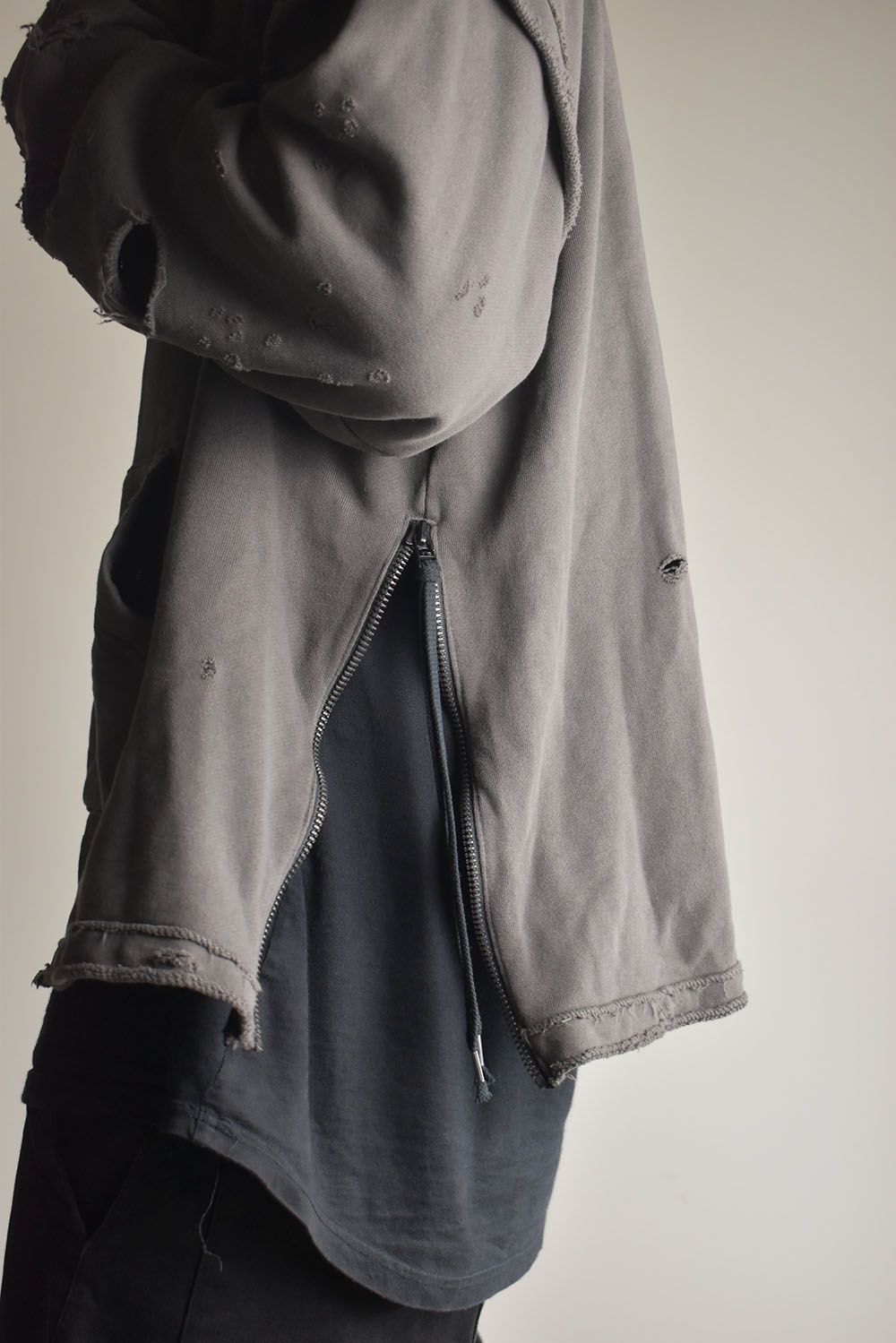 Untwisted Sweat Oversized Pullover Hoodie "Charcoal" / 無撚糸裏毛オーバーサイズプルオーバーフーディー"チャコール"
