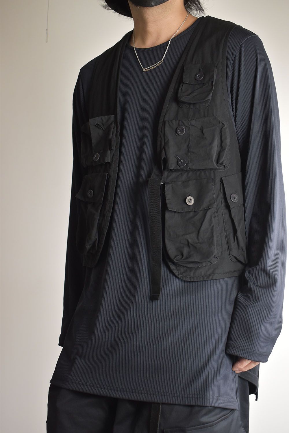 GARMENT DYED MULTI POCKET VEST"Black"/ガーメントダイマルチポケットベスト"ブラック"