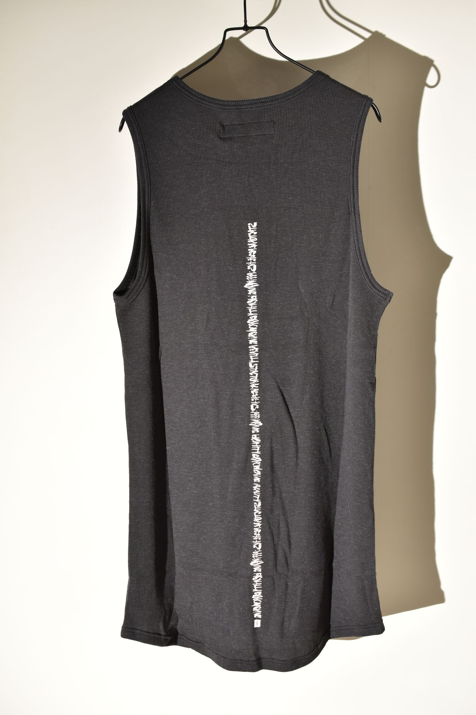 Back Printed Waffle Jersey Long Tank Top"D.Grey" バックプリントワッフルジャージーロングタンクトップ"ダークグレー"
