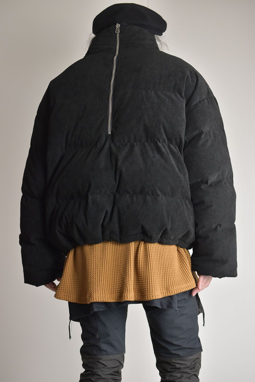 Corduroy High Neck Down jacket"Black/Brown"/コーデュロイハイネックダウンジャケット"ブラック/ブラウン"