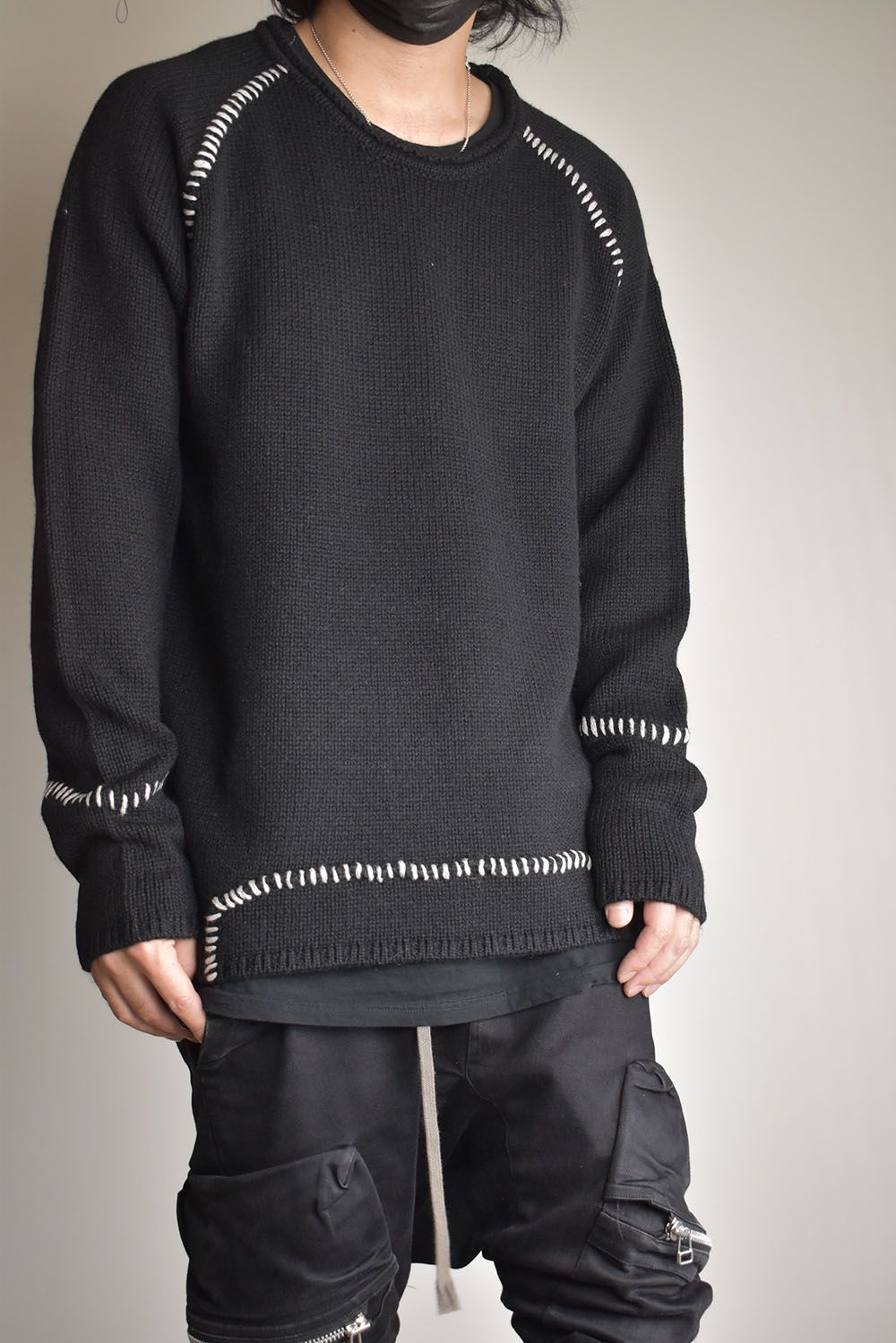 Over Lock Knit Pullover"Black" / オーバーロックニットプルオーバー"ブラック"