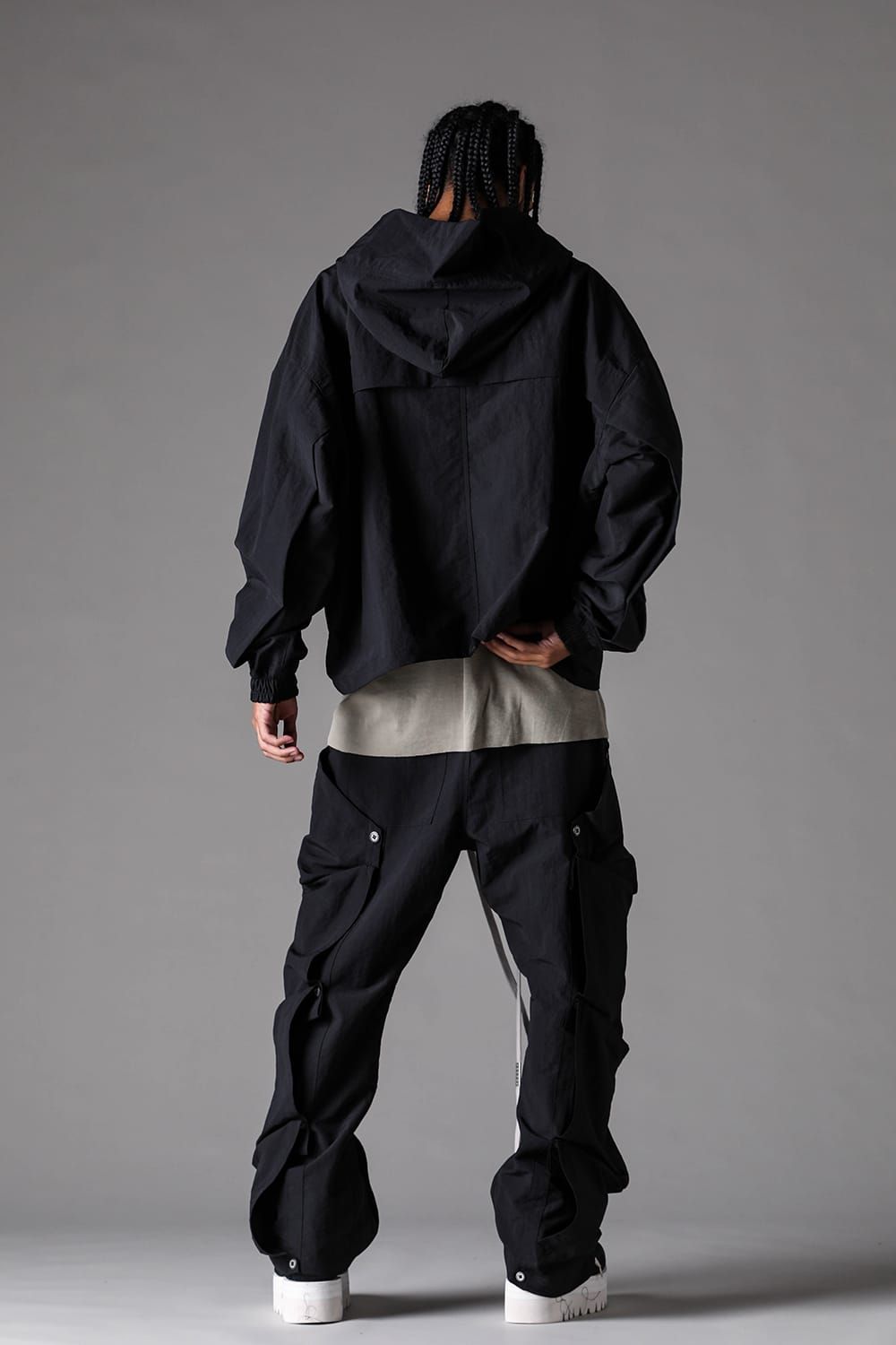 《2027SS先行予約》Rayon Nylon Hoodie Blouson "Black / Grey / L.Khaki" /レーヨンナイロンフーディブルゾン"ブラック/グレー/ライトカーキ"