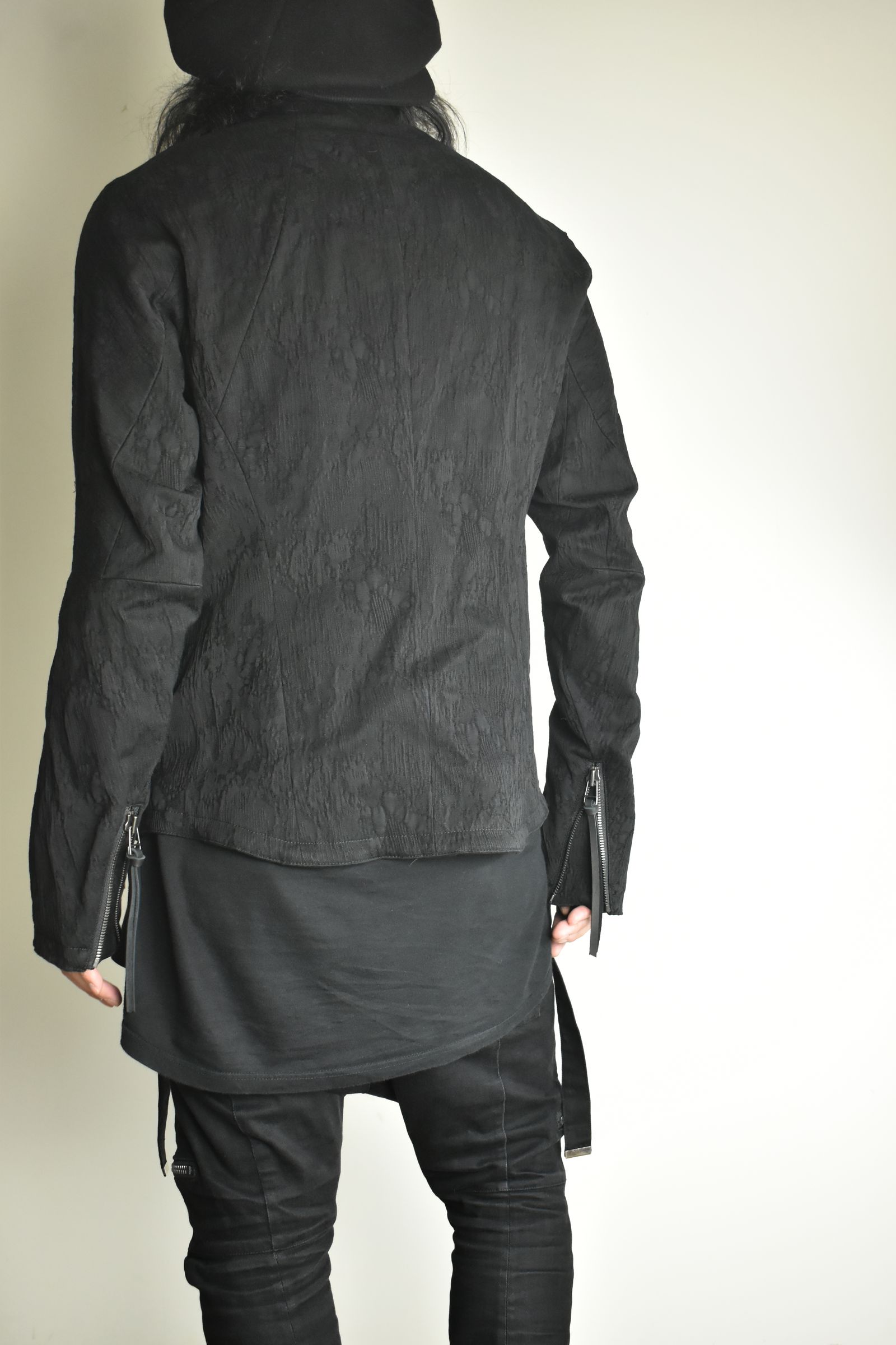 Damage Jacquard Single Rider Jacket"Black" / ダメージジャガードシングルライダースジャケット"ブラック"