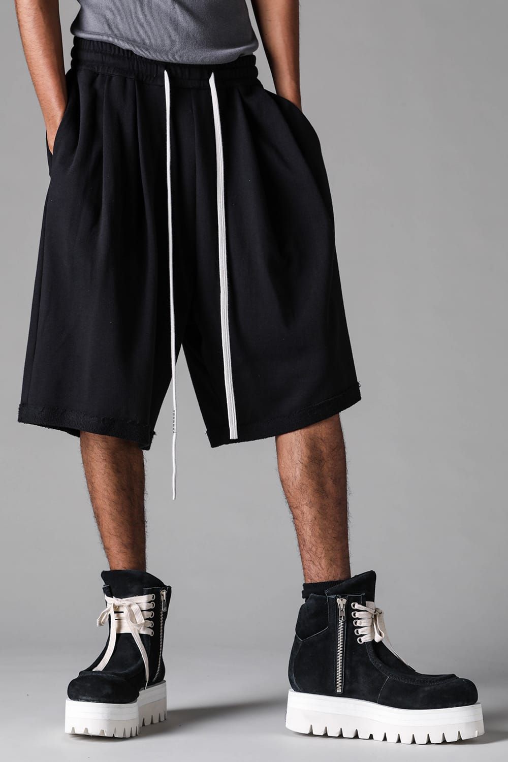 《2027SS先行予約》Lightweight French Terry Wide Shorts"Black" / ミニ裏毛ワイドショーツ"ブラック"