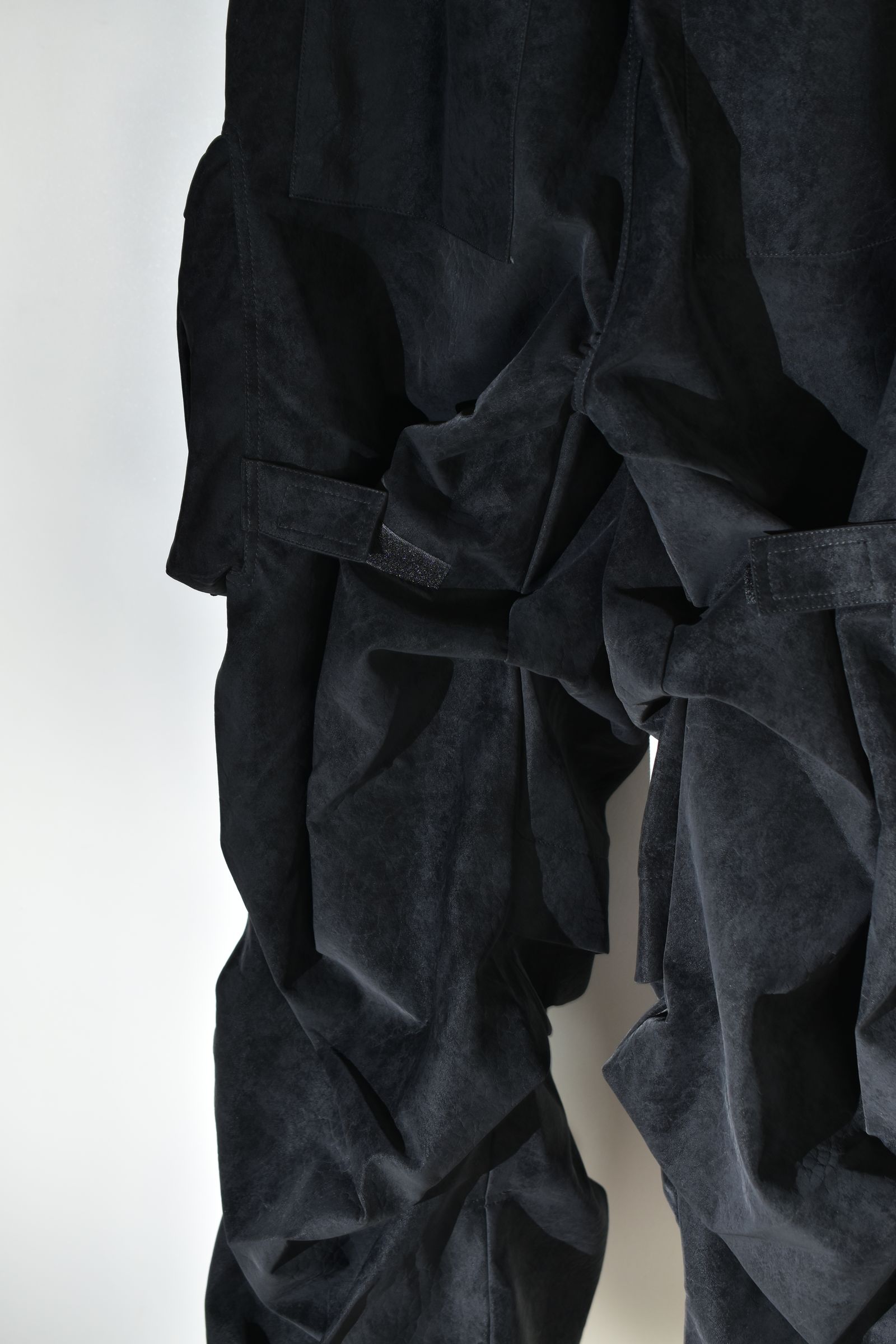 Vegan Suede Leather Cargo Pants"Black" / ヴィーガンスウェードレザーカーゴパンツ "ブラック"