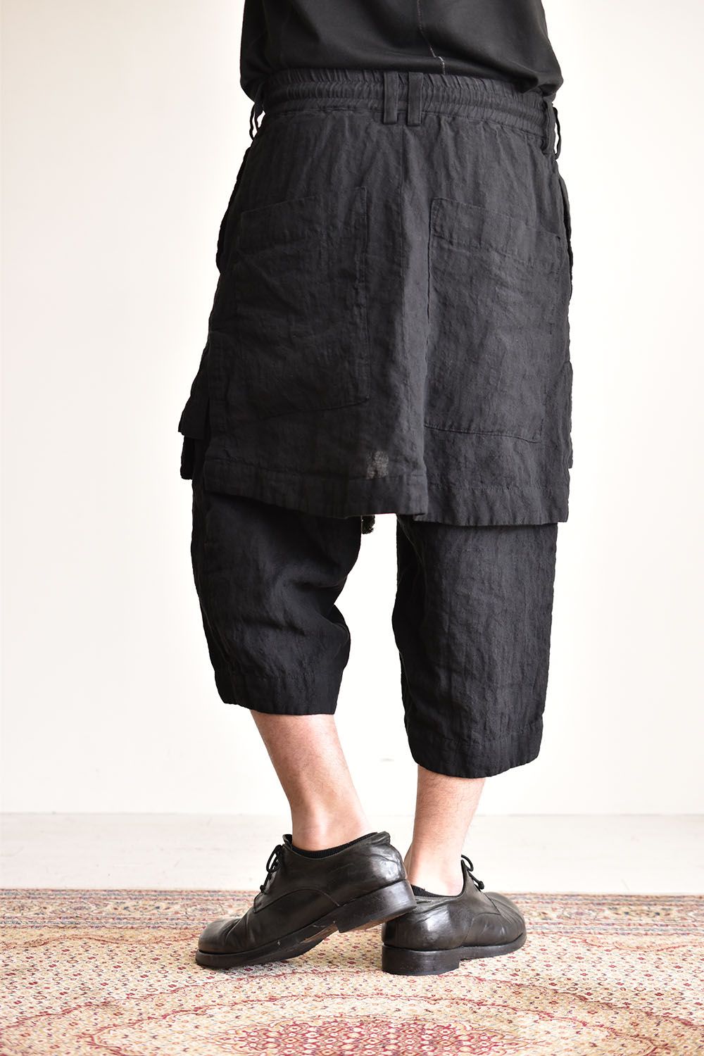 Skirt Layered Wide Pants"Black"/スカートレイヤードワイドパンツ"ブラック"