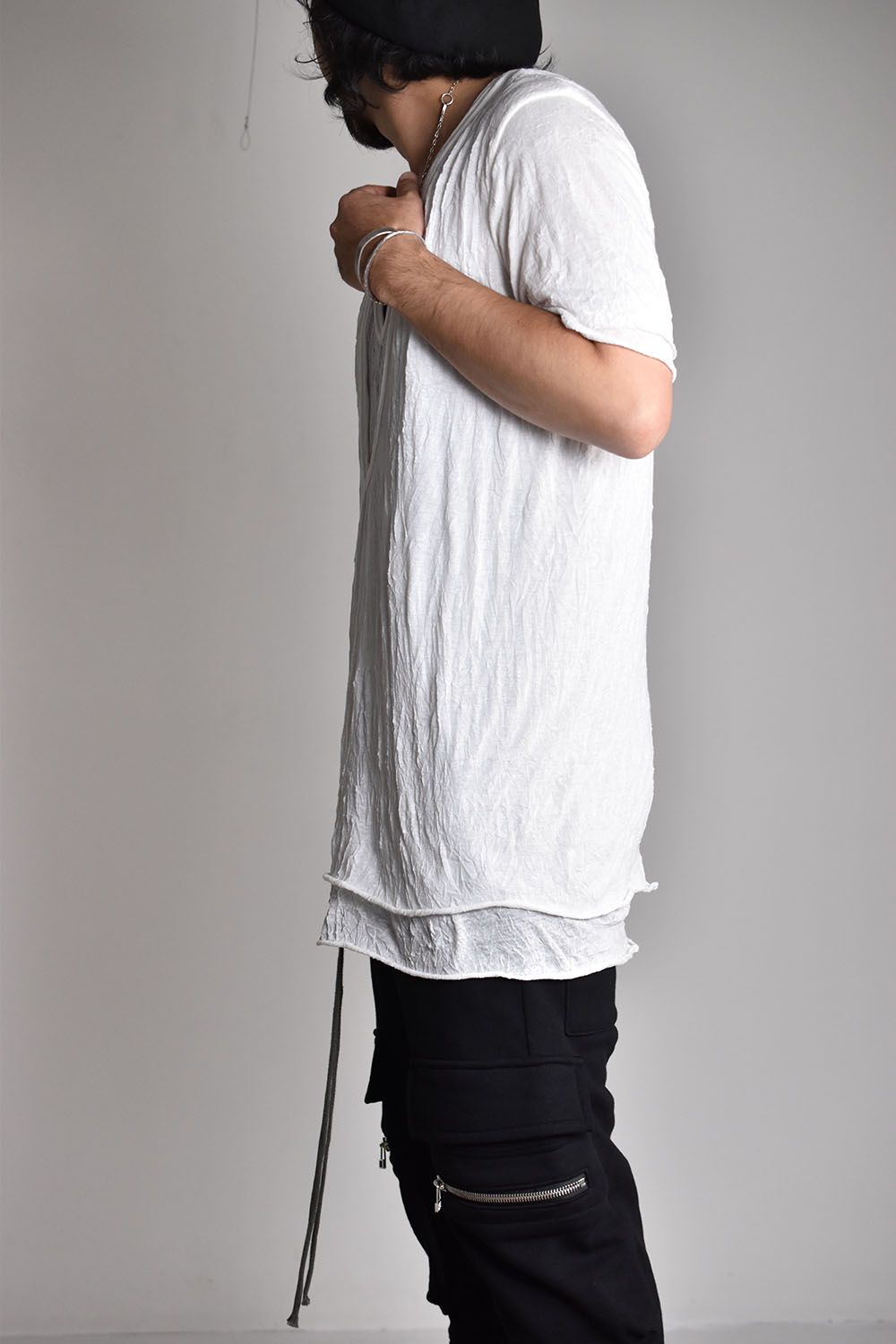 《2026SS先行予約》Gauze Washer Layerd V-Neck Tee"BK×WH/IV×GYBG×GY/BK×BK/WH×WH"/ガーゼワッシャーレイヤードVネックTee"