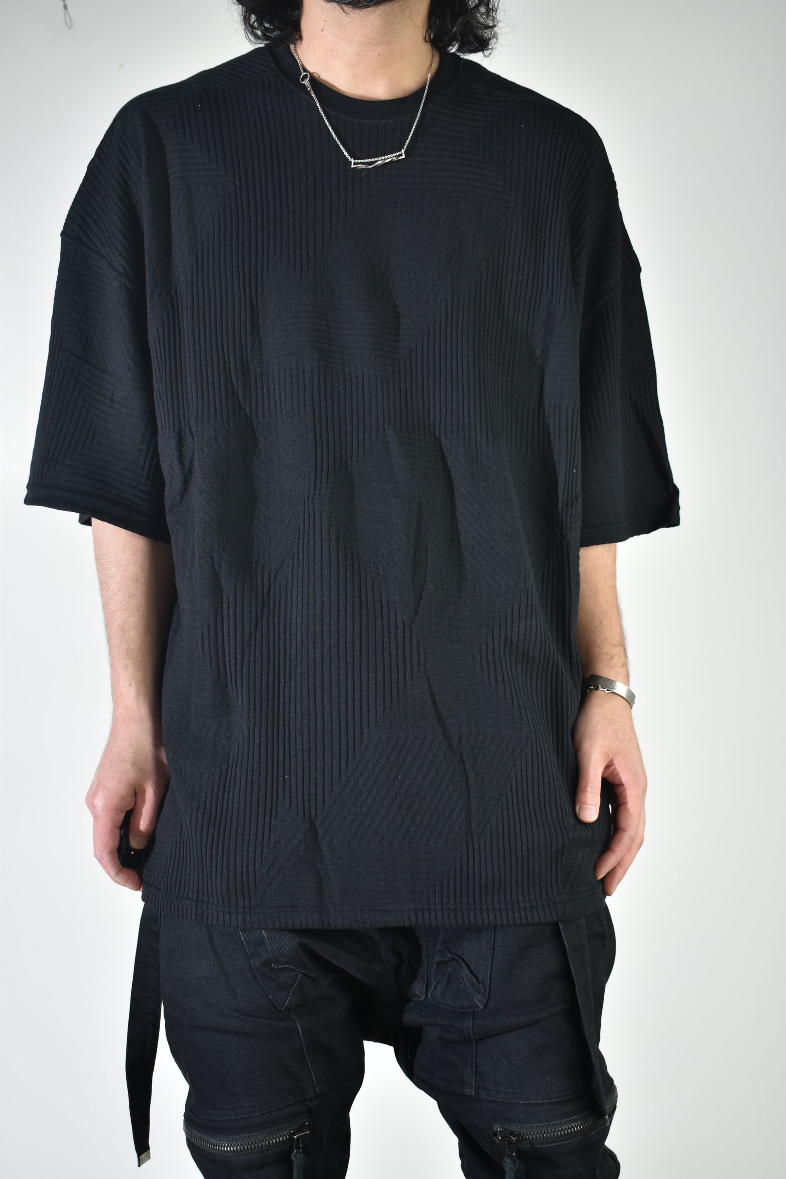 Deformed Stripe Pattern Jumbo Tee "Black" /ディフォルメドストライプパターンジャンボTee"ブラック"