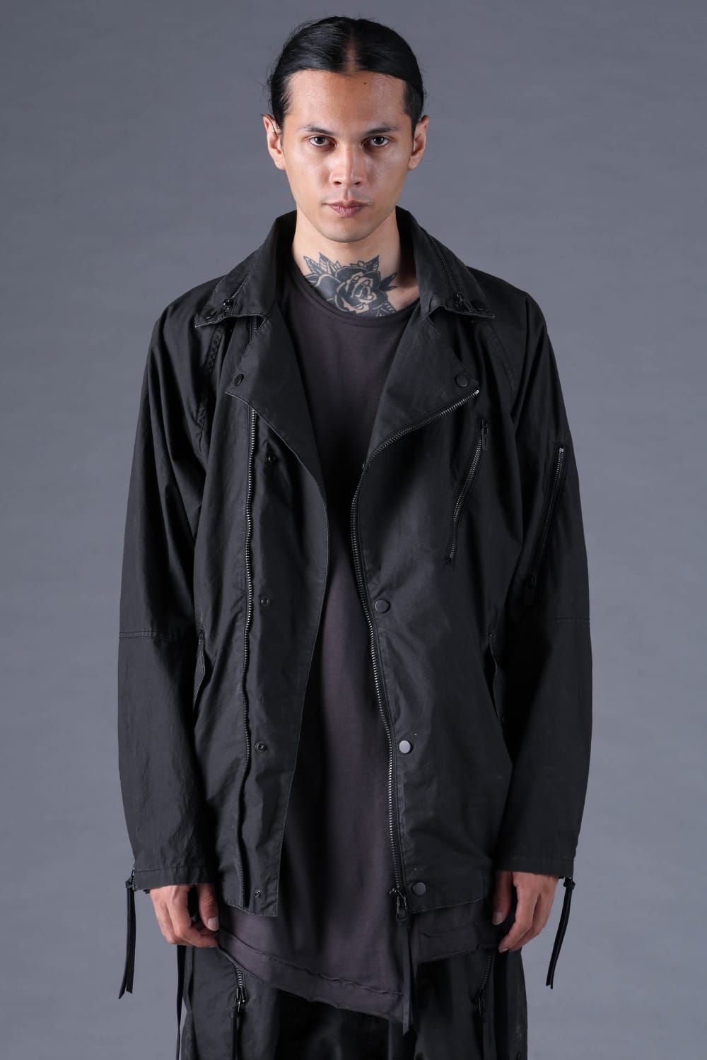 《2027SS先行予約分》Pigment-Coated Rider's Coach Jacket"Black" / 顔料コーティングライダースコーチジャケット"ブラック"