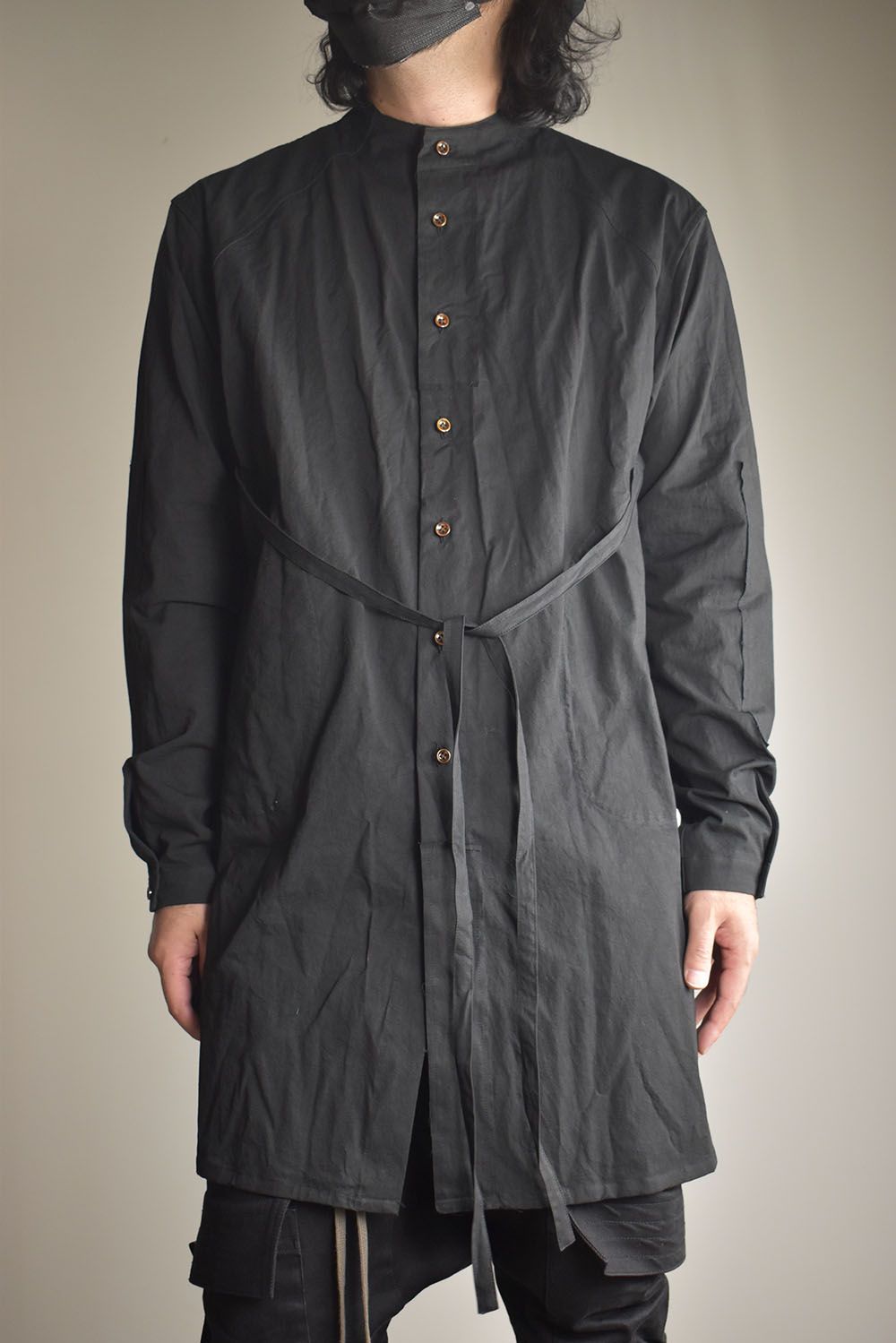 Strings Raw Edge Over Shirts"Black" / ストリングスローエッジオーバーシャツ"ブラック"