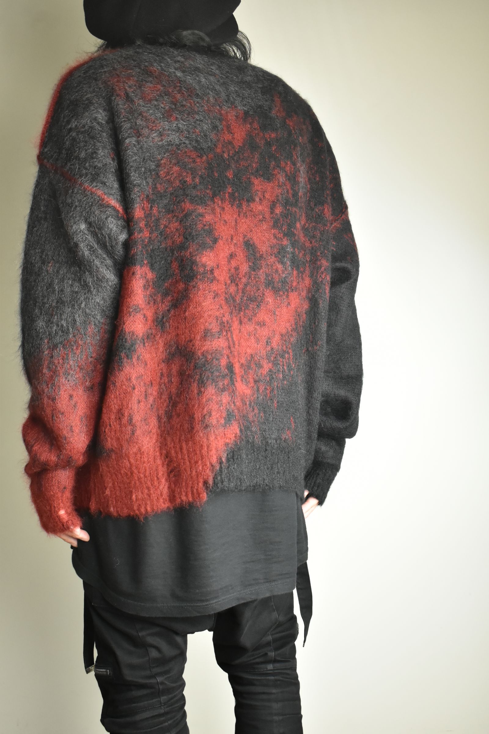 Gradation Mohair Knit Pullover"Black-Red" / グラデーションモヘアニットプルオーバー"ブラックレッド"