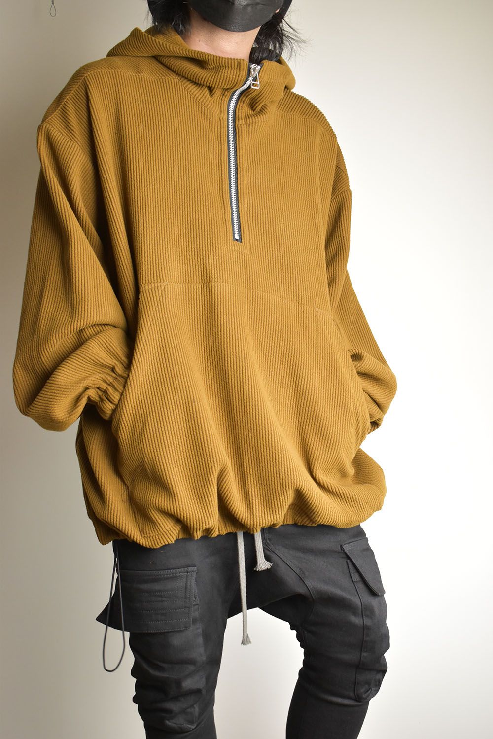 Kint Corduroy Hoodie"Camel" / ニットコーデュロイフーディ"キャメル"