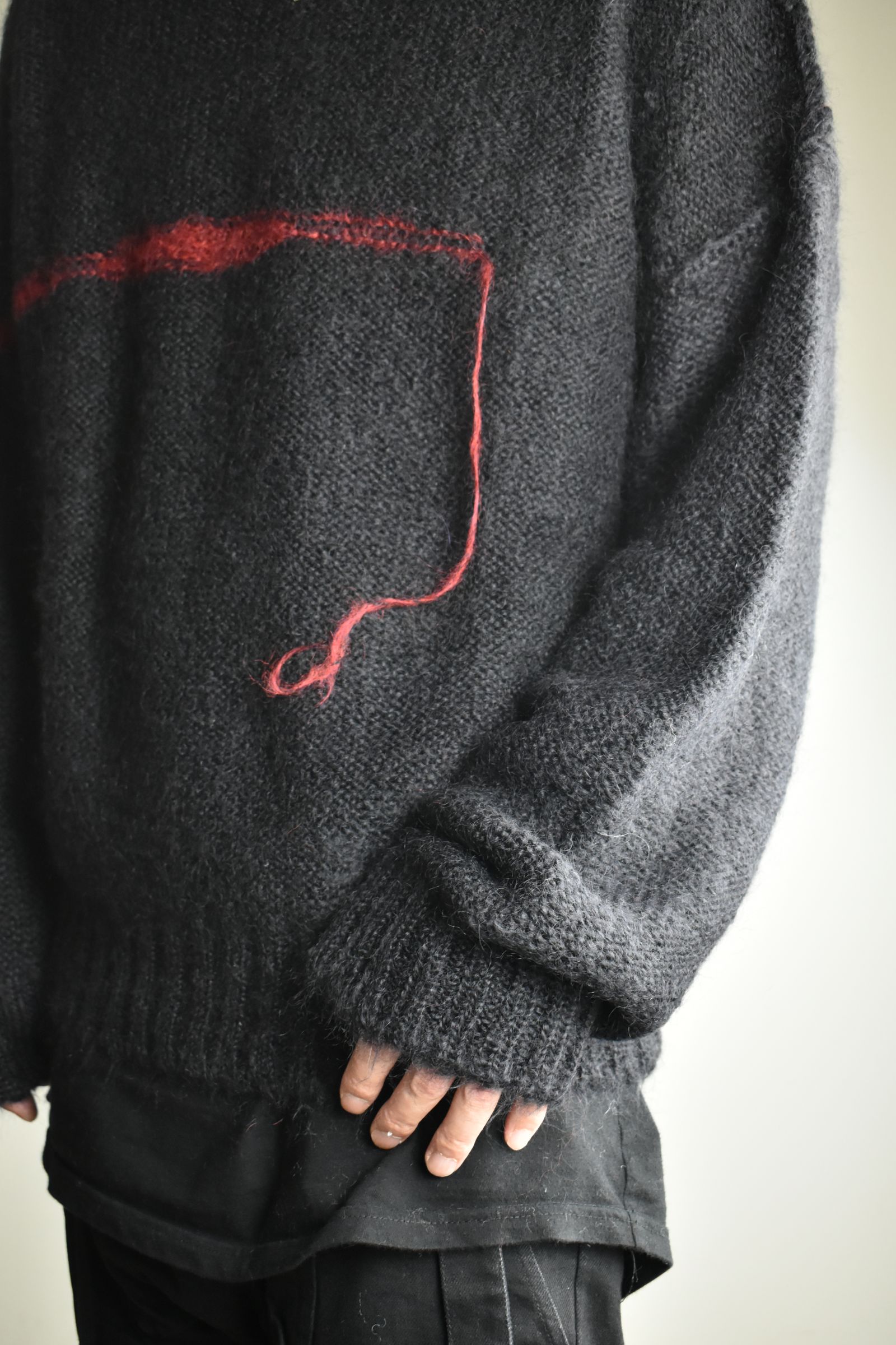 Mohair Knit Pullover "Black-Red" / モヘアニットプルオーバー"ブラックレッド"