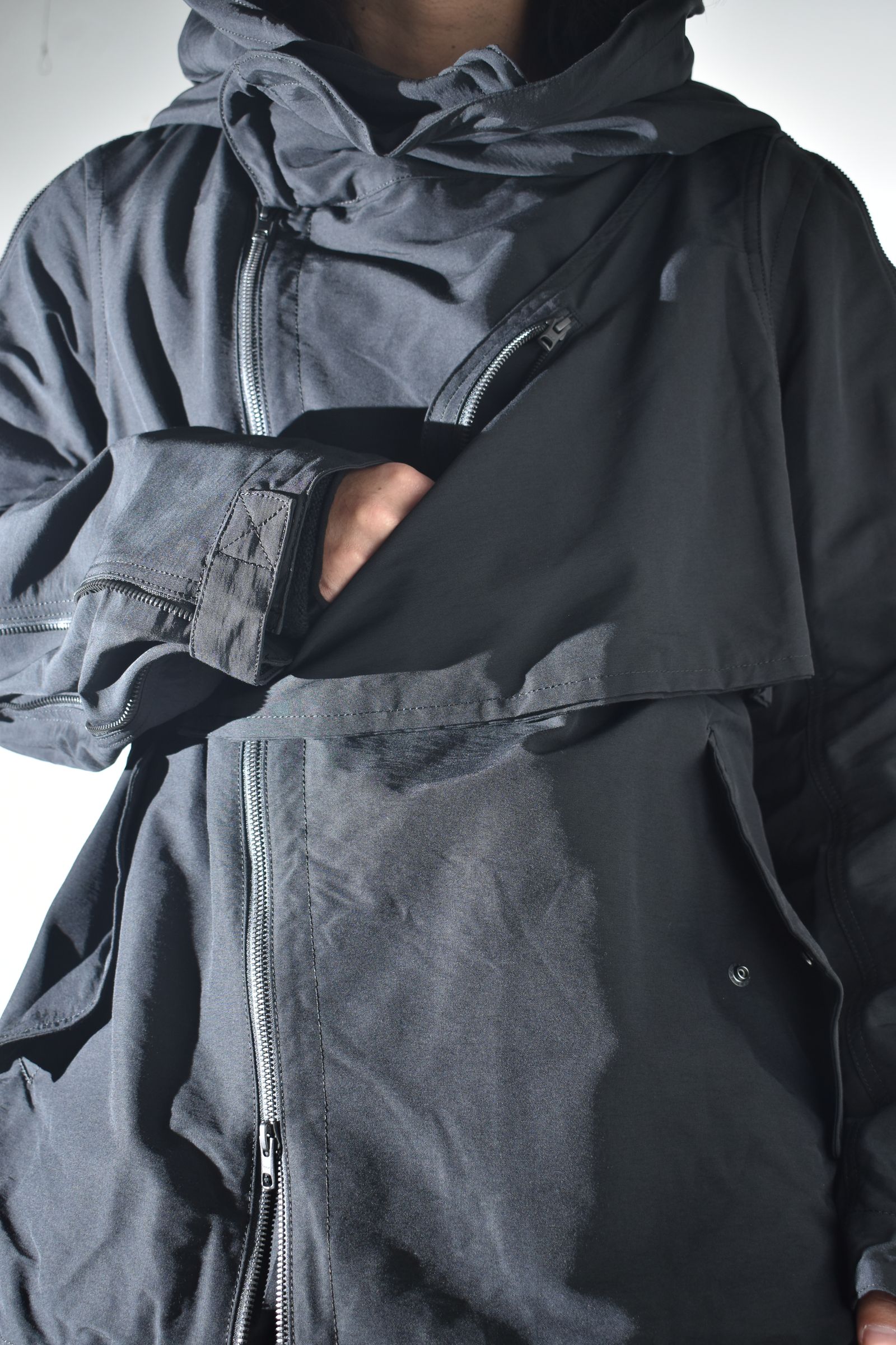 Multi Zip Short Mods Coat"Black" / マルチジップショートモッズコート"ブラック"