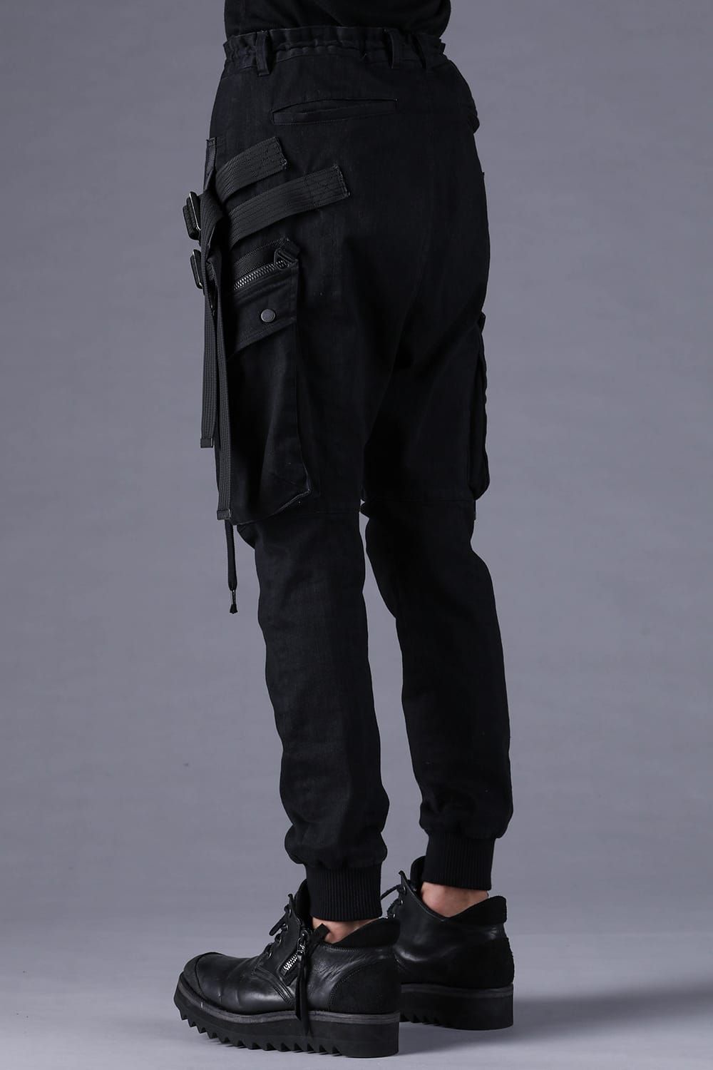 《2027SS先行予約分》Stretch Denim Adjustable Cargo Joggers Pants"Black" / ストレッチデニムアジャストカーゴジョガーパンツ"ブラック"