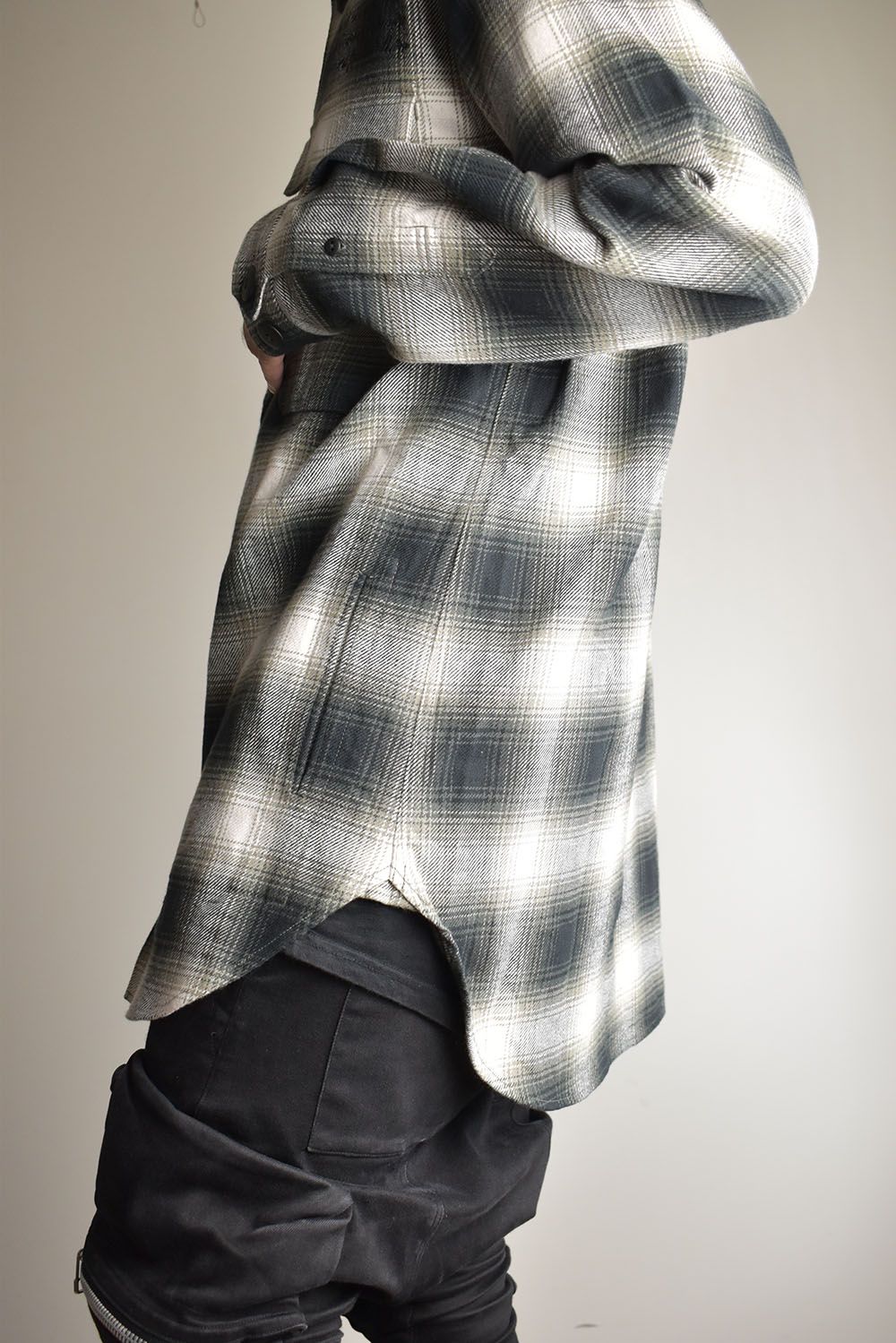 Ombre Check Long Shirts Jacket"White Check" / オンブレチェックロングシャツジャケット"ホワイトチェック"