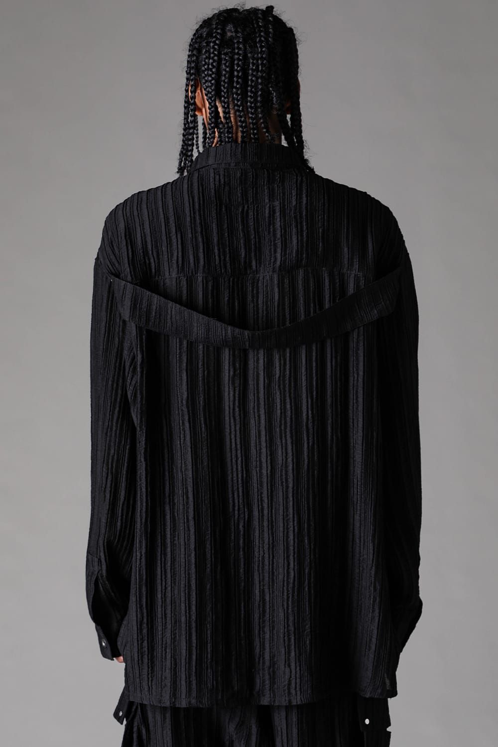 《2027SS先行予約》Ripple Sheer Shirts "Black" / リップルシアーシャツ"ブラック"
