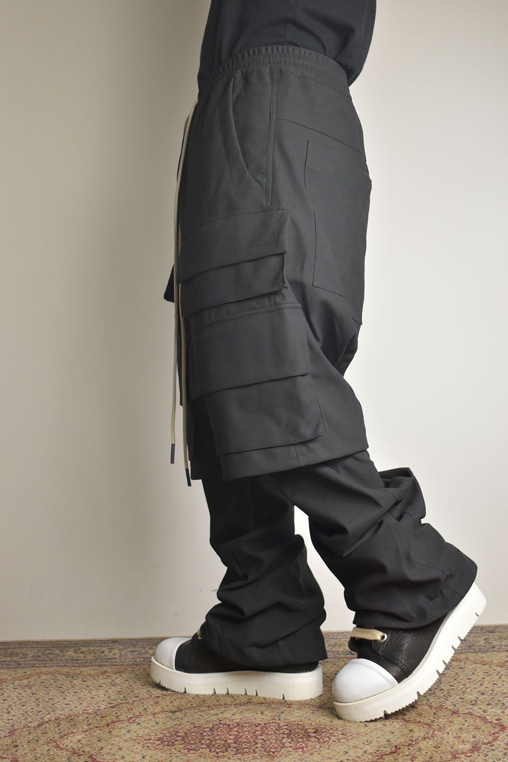 Synthetic Leather Suede Layerd Boots Cut "Black " / シンセティックレザースウェードレイヤードブーツカット "ブラック"
