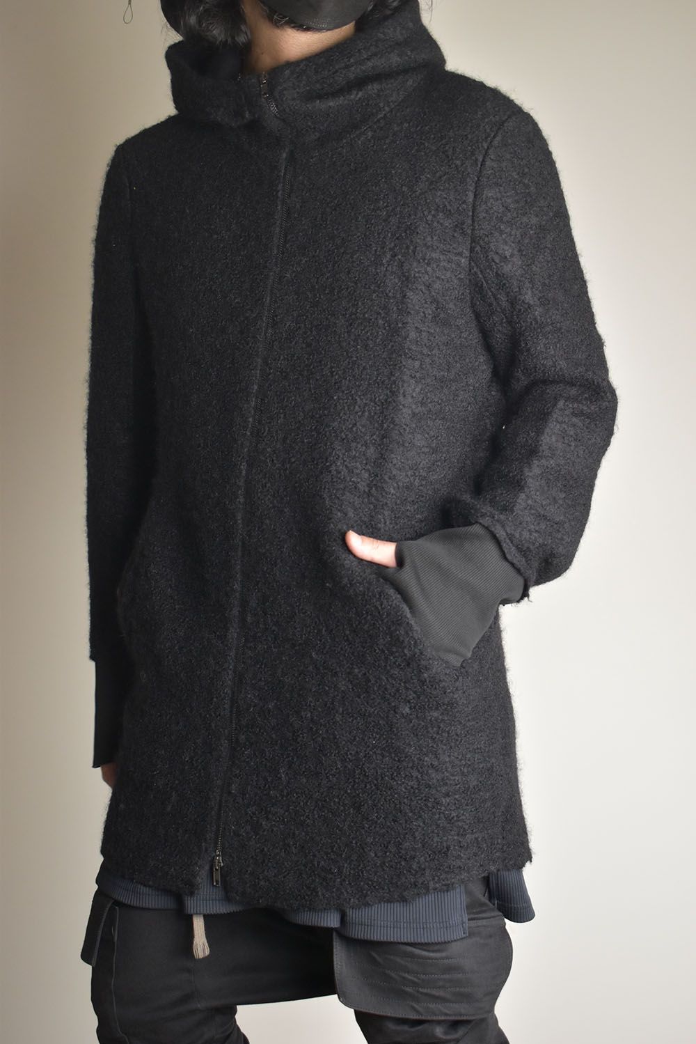 Mohair Knit Zip Hoodie "Black" / モヘアニットジップフーディ"ブラック"