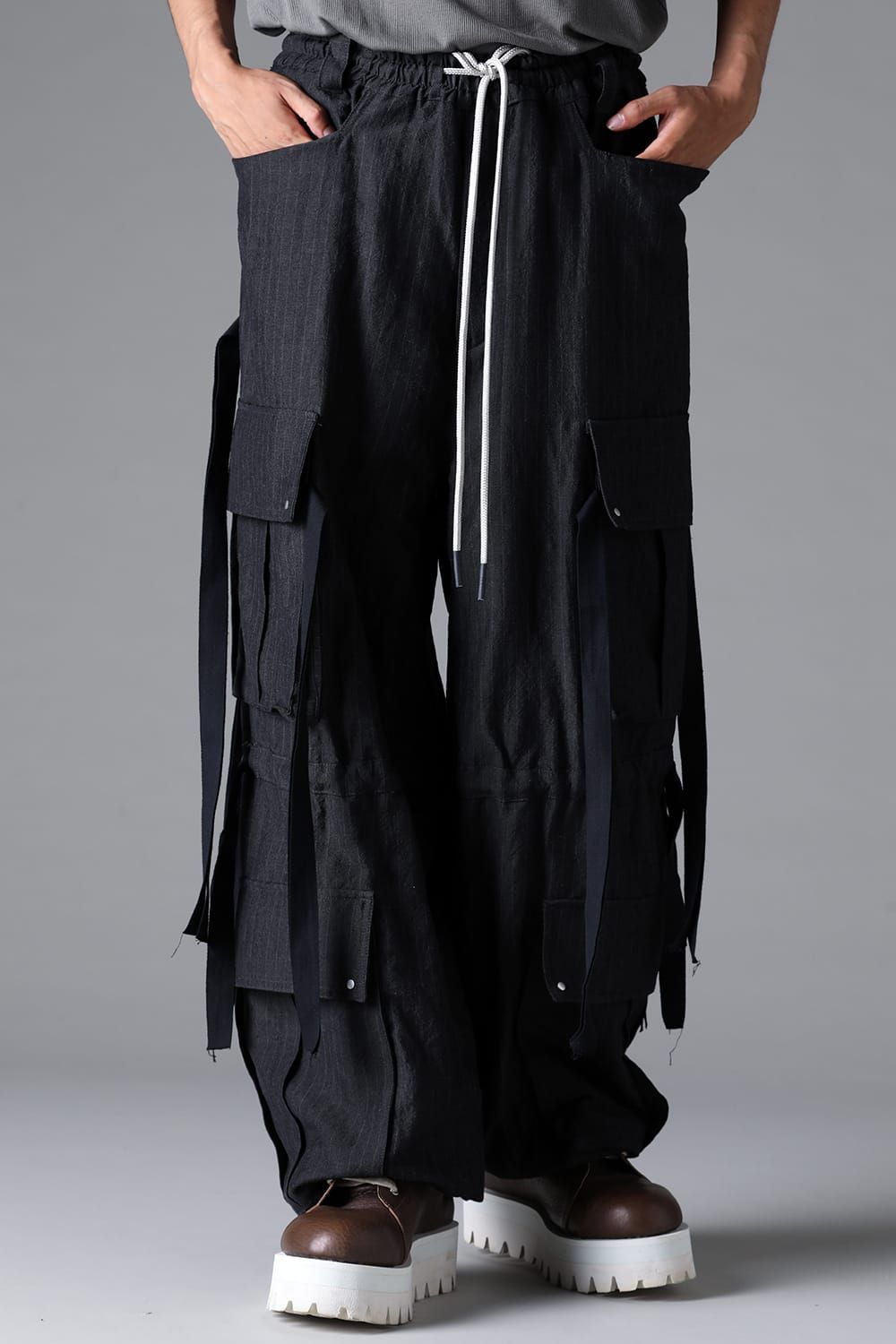 《2026SS先行予約》Cargo Wide With Hangingstraps Pants"Black / Stone /Khaki /D.Grey / ST×GY" / カーゴワイドウィズハンギングストラップパンツ"ブラック/ストーン/カーキ/ダークグレー/ストライプ×ダークグレー"