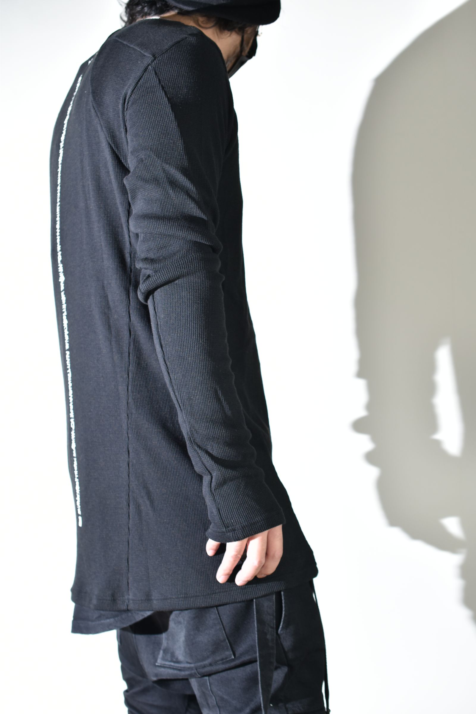 Back Printed Waffle Jersey Long  Sleeve Tee"Black" バックプリントワッフルジャージーロングスリーブTee"ブラック"