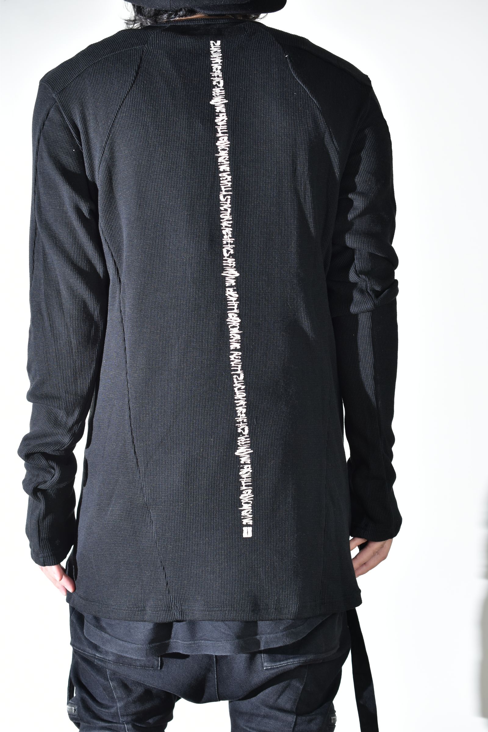 Back Printed Waffle Jersey Long  Sleeve Tee"Black" バックプリントワッフルジャージーロングスリーブTee"ブラック"