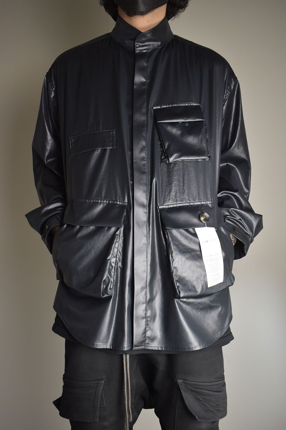 Fake Fake Leather Shirts Jacket"Black" / フェイクフェイクレザーシャツジャケット"ブラック"