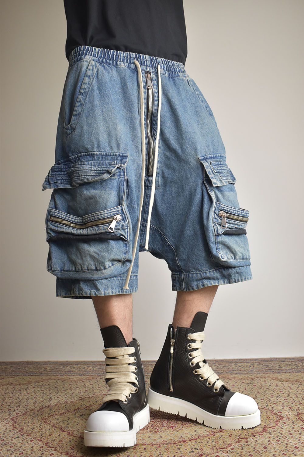 Vintage Denim Military Shorts"Blue" / ヴィンテージデニムミリタリーショーツ"ブルー"