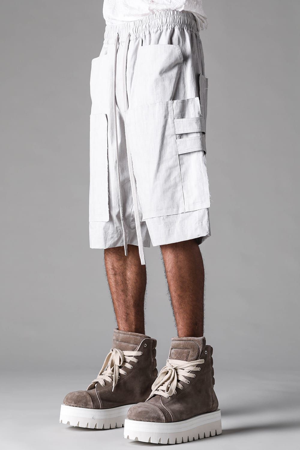 《2027SS先行予約》Sumi Dyed Cargo Shorts"Grey / L.Grey" / 墨染カーゴショーツ"グレー/ライトグレー"