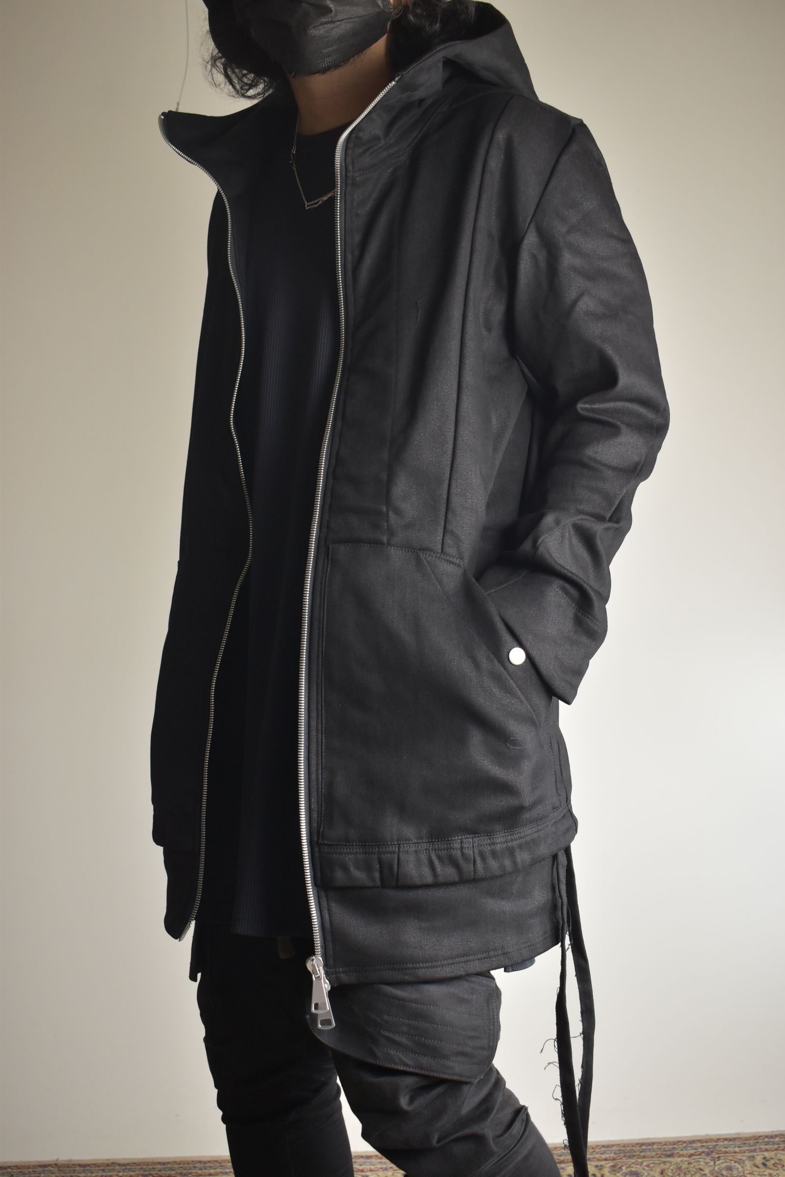 Bonding  Hoodie Denim Blouson"Black" / ボンディングフーデッドデニムブルゾン"ブラック"