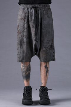 《2027SS先行予約分》Inkjet-Printed Sarrouel Shorts"Charcoal" / インクジェットプリントサルエルショーツ"チャコール"