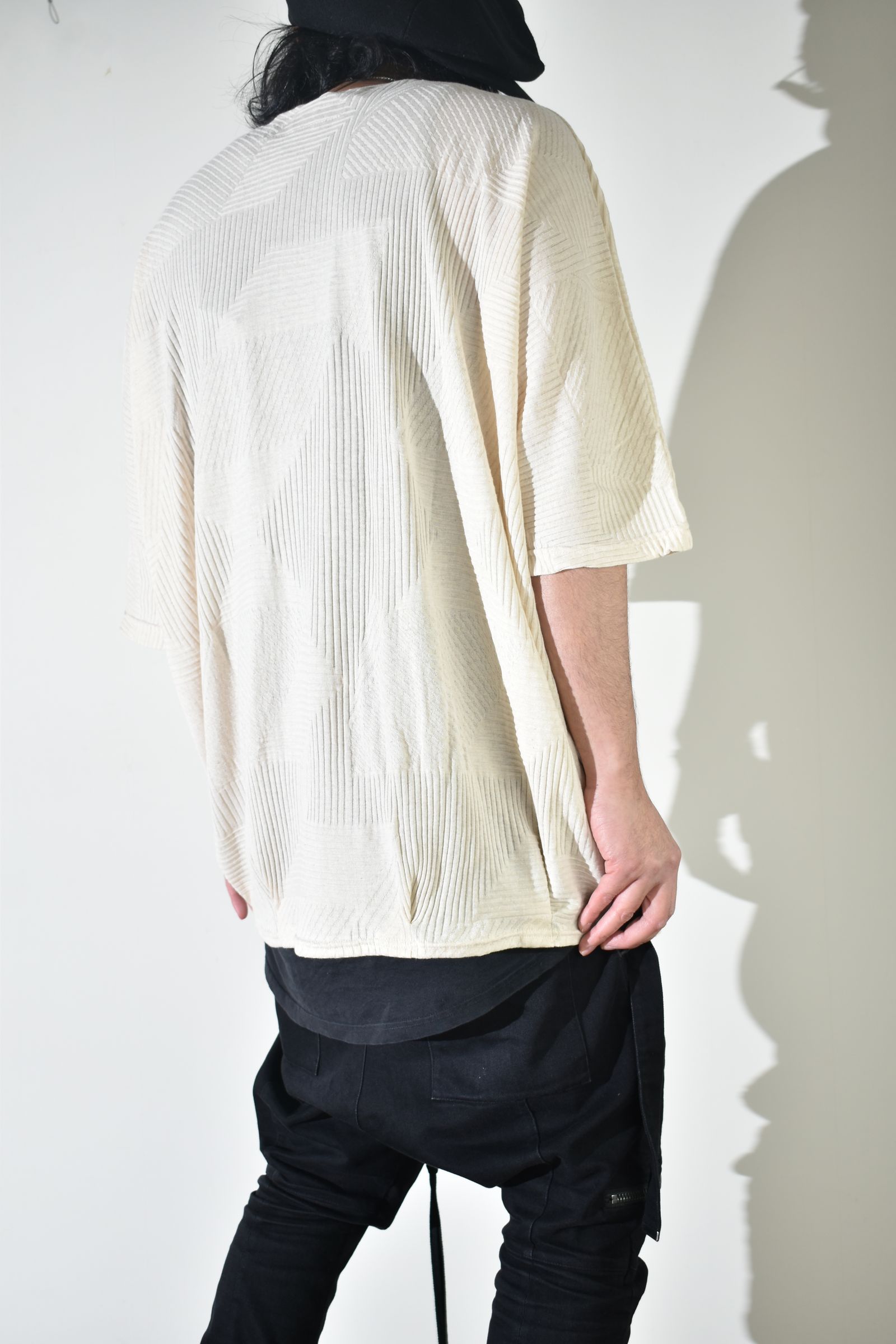 Deformed Stripe Pattern Dolman Tee "Cream" /ディフォルメドストライプパターンドルマンTee"クリーム"