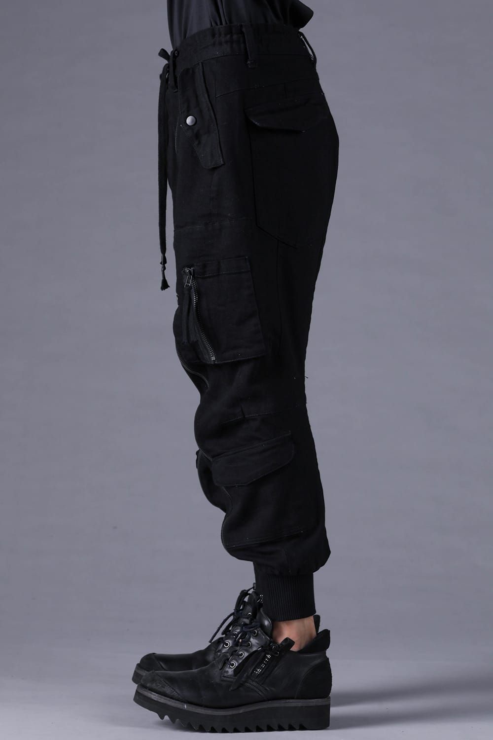 《2027SS先行予約分》Stretch Denim Parachute Cargo Jog Pants"Black" / ストレッチデニムパラシュートカーゴジョグパンツ"ブラック"