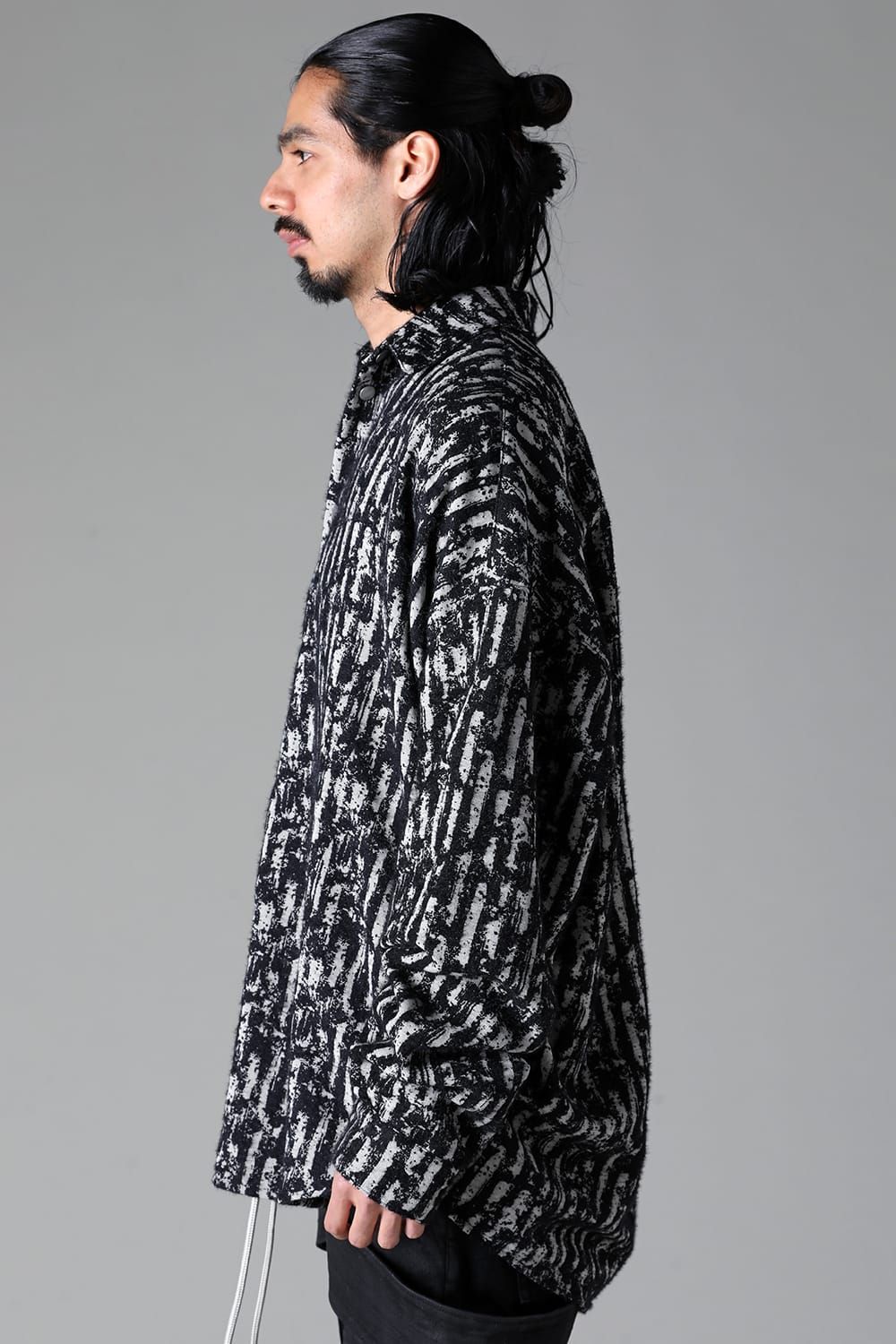 《2025AW先行予約》Jacguard Cocoon Shirts"Black×White"/ジャガードコクーンシャツ"ブラック×ホワイト"