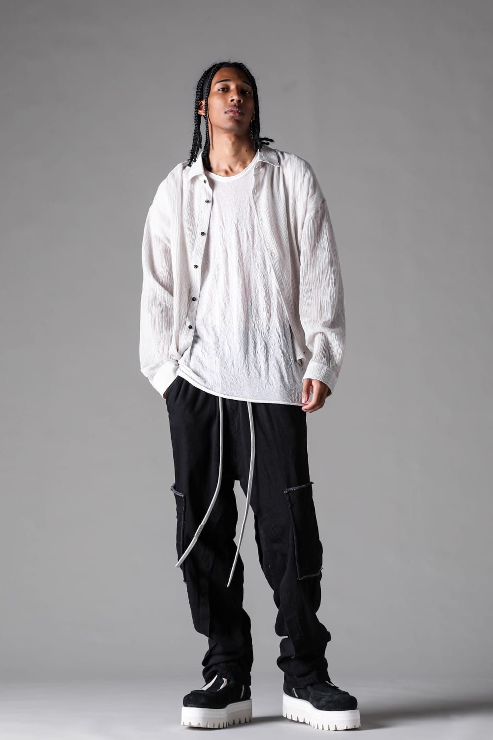 《2027SS先行予約》Loose Denim Wide Cargo Pants"Black" / ルーズデニムワイドカーゴパンツ"ブラック"