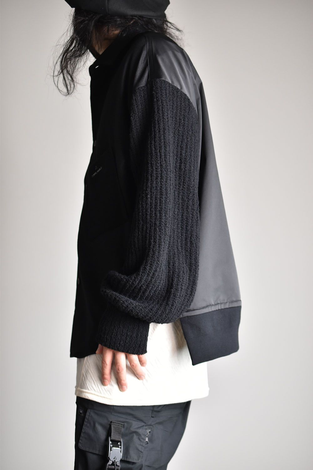 Knit Sleeve Shirts"Black"/ニットスリーブシャツ"ブラック"