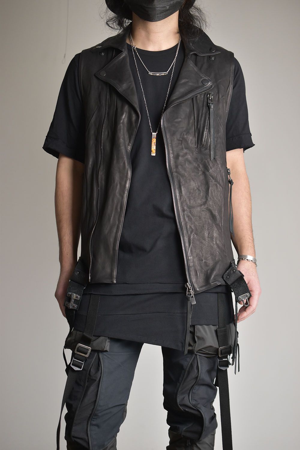 Japan Calf Leather Rider's Vest"Black"/ジャパンカーフレザーライダースベスト"ブラック"