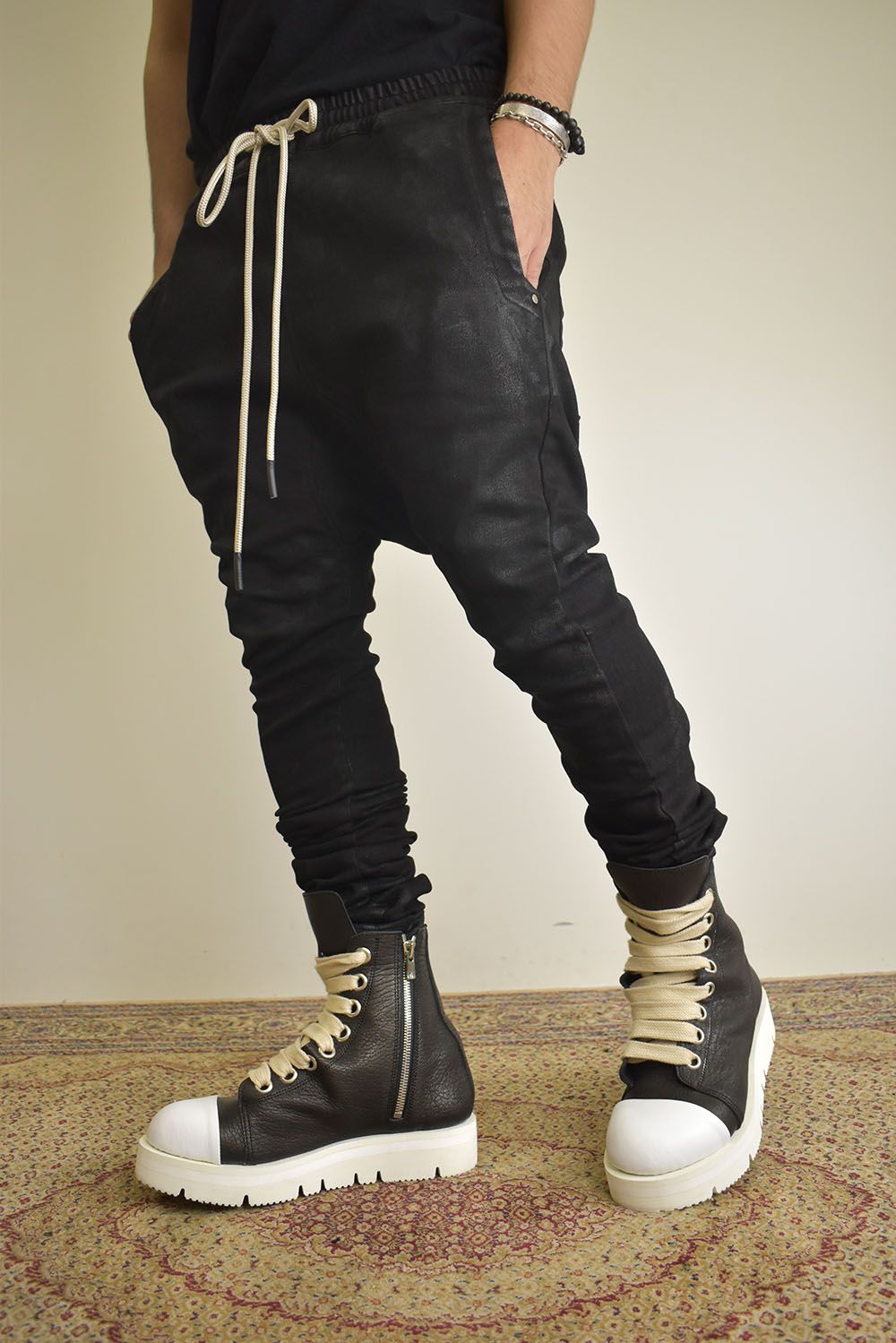 Coating Bonding  Sarouel Skinny Denim"Black" / コーティングボンディングサルエルスキニーデニム"ブラック"