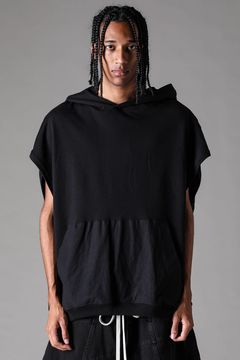 《2027SS先行予約》Lightweight French Terry Sleeve Less Hoodie "Black" / ミニ裏毛スリーブレスフーディ"ブラック"