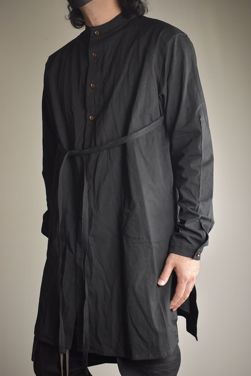 Strings Raw Edge Over Shirts"Black" / ストリングスローエッジオーバーシャツ"ブラック"