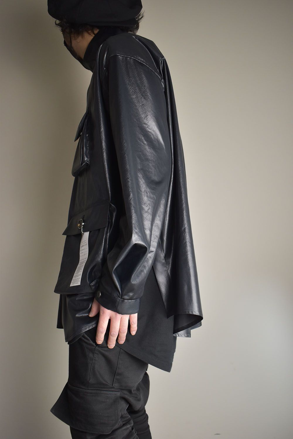 Fake Fake Leather Shirts Jacket"Black" / フェイクフェイクレザーシャツジャケット"ブラック"