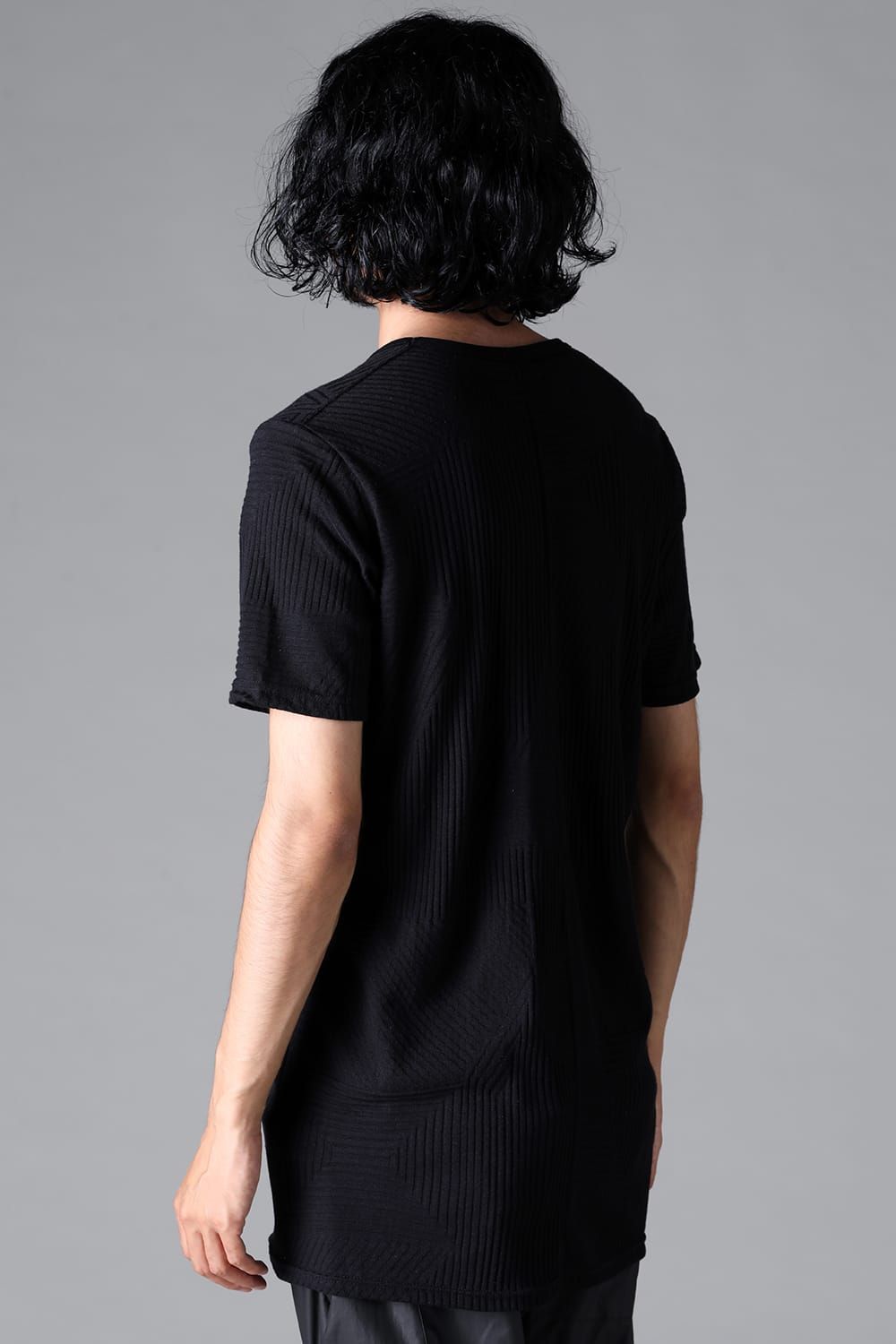 《2026SS先行予約》Deformed Stripe Pattern Slim Tee "Black / Cream" /ディフォルメドストライプパターンスリムTee"ブラック/クリーム"
