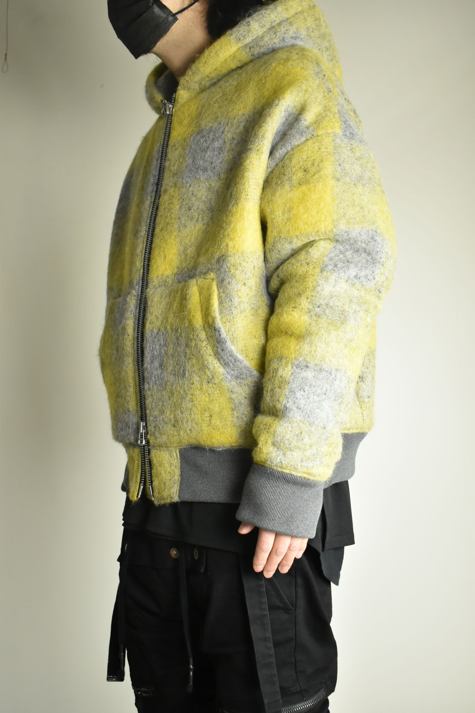《2026AW先行予約》Plaid Padded Hoodie"Yellow" / プレイドパデッドフーディ"イエロー"