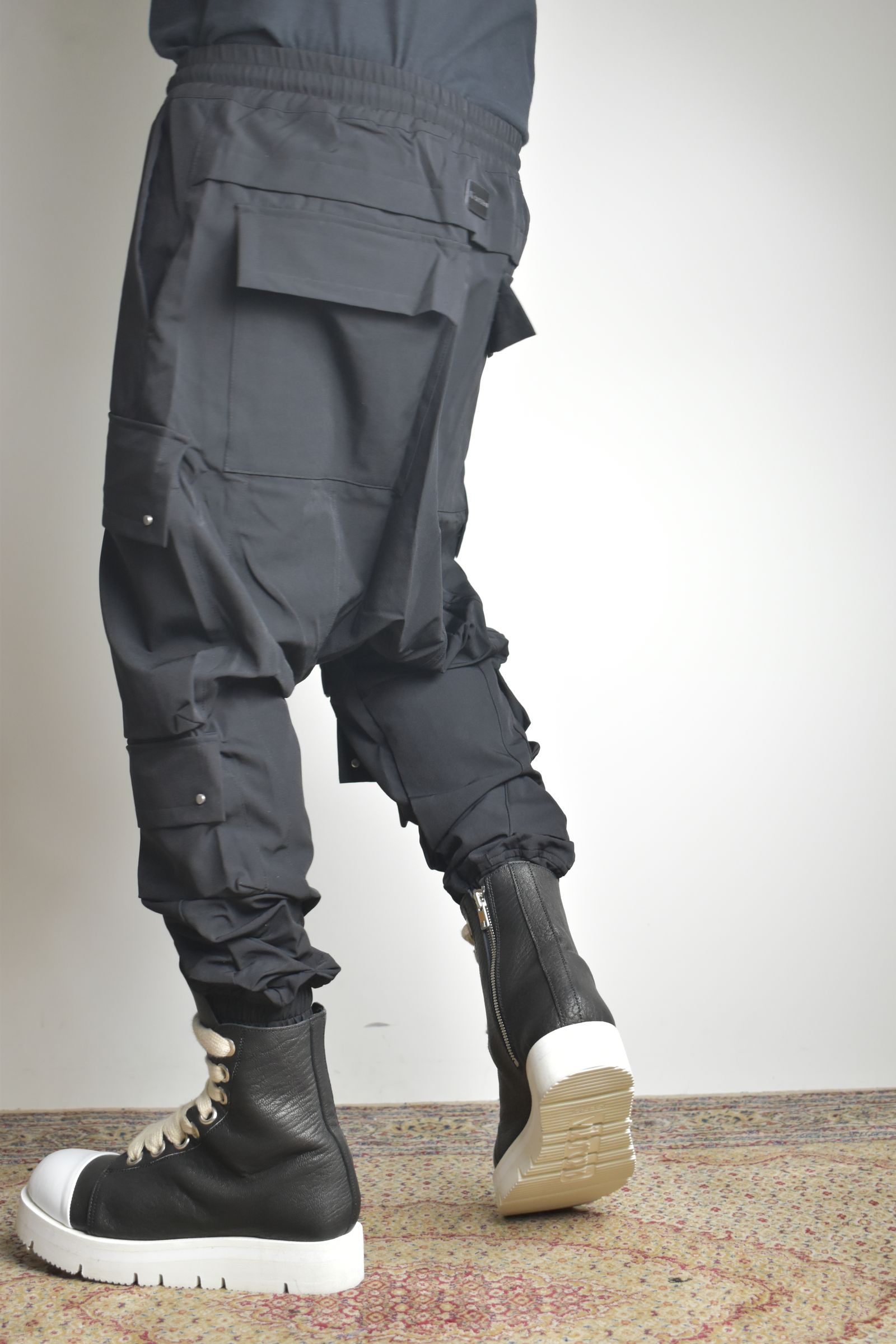 Stretch Nylon Military Sarouel Pants"Black" / ストレッチナイロンミリタリーサルエルパンツ"ブラック"