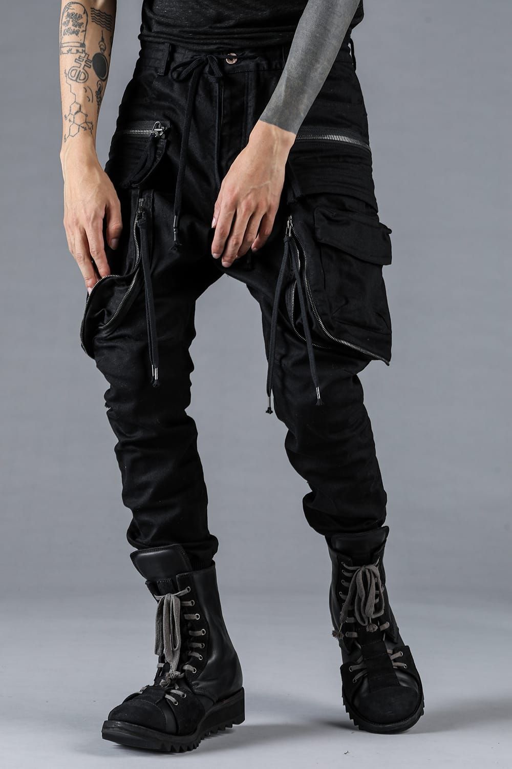 Stretch Denim Multi Pocket Cargo Jog Pants"Black" / ストレッチデニムマルチポケットカーゴジョグパンツ"ブラック"