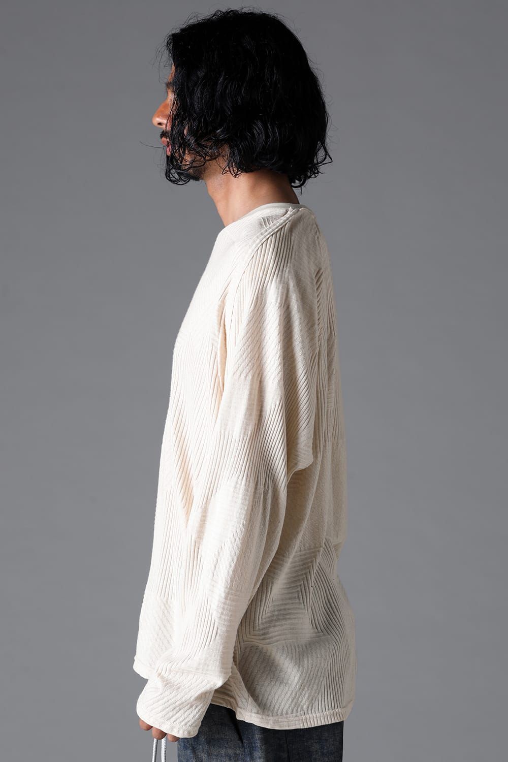 《2026SS先行予約》Deformed Stripe Pattern Shiva Long Sleeve Tee "Black / Cream" /ディフォルメドストライプパターンシヴァロングスリーブ"ブラック/クリーム"