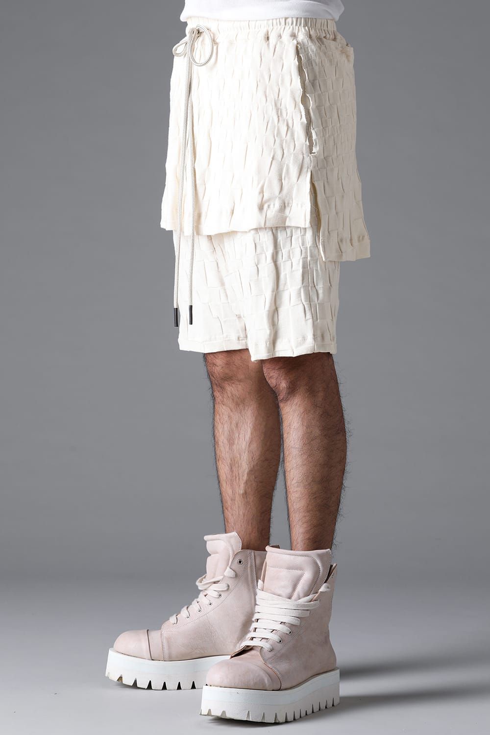 《2026SS先行予約》Gradient Plaid Pattern Layered Shorts"Black / Cream" / グラデーションチェックパターンレイヤードショーツ"ブラック/クリーム"