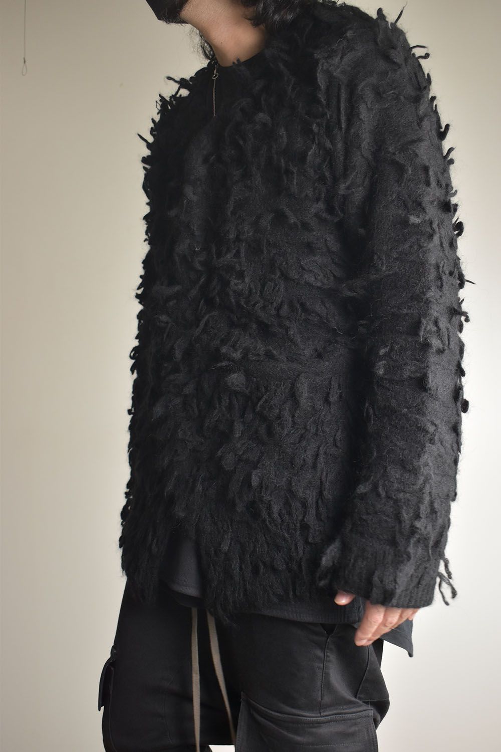 5GG Long Pile Knit Cardigan"Black" / ロングパイルニットカーディガン"ブラック"