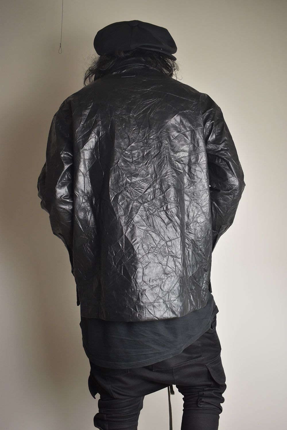 Washer Synthetic Leather Shirts"Black" / ワッシャーシンセティックレザーシャツ"ブラック"